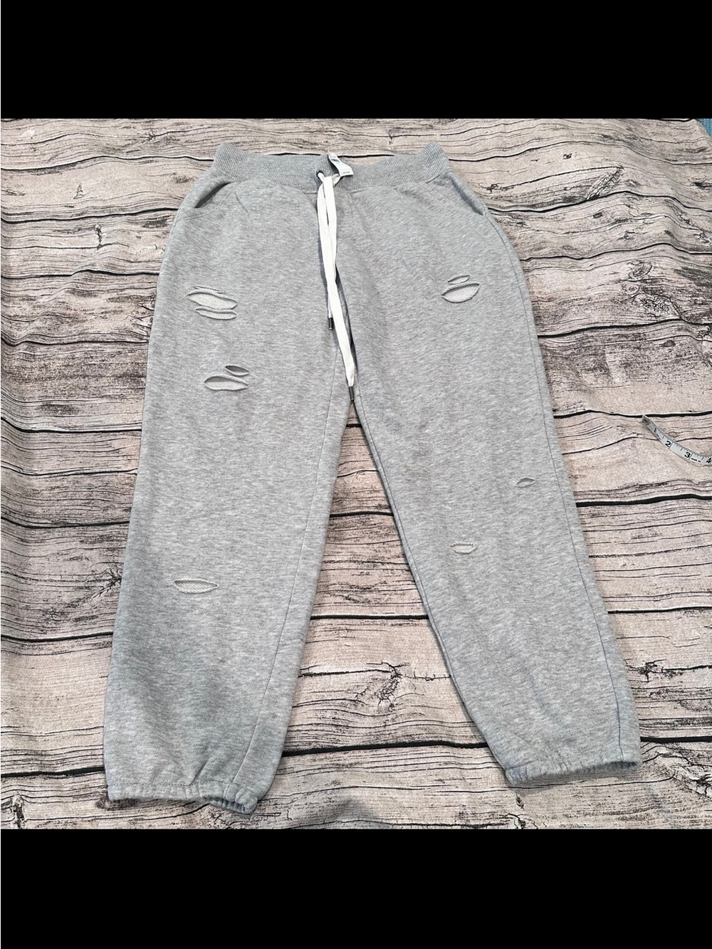 aerie Gray Distressed Jogger Sweatpants medium NWT